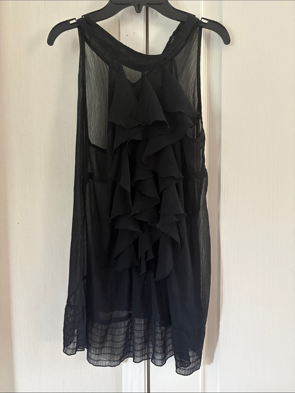 Black Ruffle Chiffon Sleeveless Dress